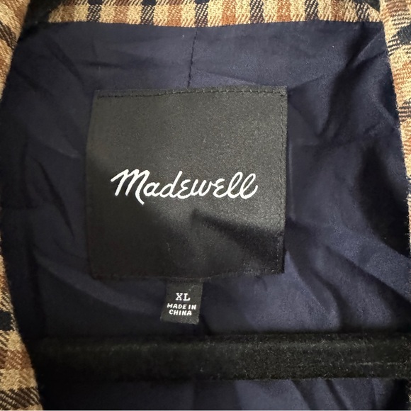 Madewell Caldwell Brown Mandell Plaid Double Breasted Blazer Jacket Size L - Picture 2 of 7